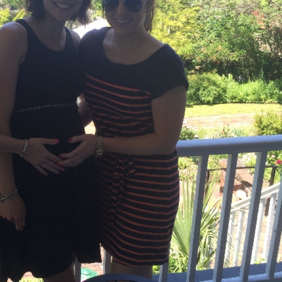 Blue and Orange Striped Tie Dress - Picture 2 of 2